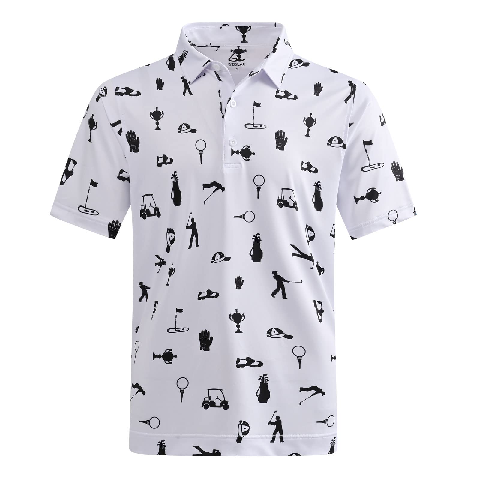 Mens Golf Shirt Moisture Wicking Dry Fit Performance Mens Polo Shirt Regular Fit Fashion Print Short Sleeve Polo