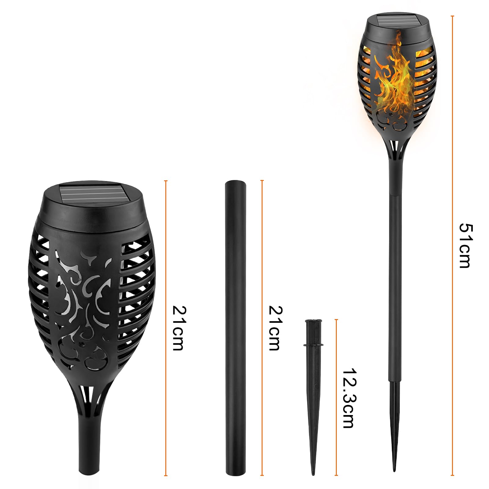 WinGluge 8 Stück Solarleuchten für Außen Garten, Solarlampen für Außen IP65 Wasserdicht, 12 LED Solar Fackel Gartenfackeln, Fackeln für Draußen mit Realistischer Flammeneffekt, für Außen, Gärten