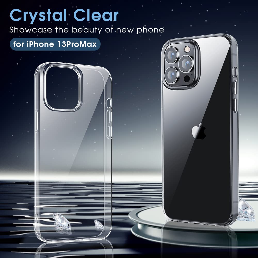 UEEBAI Cover per iPhone 13 PRO Max 6.7 inch, Custodia Trasparente per Antiurto, Sottile Morbida in