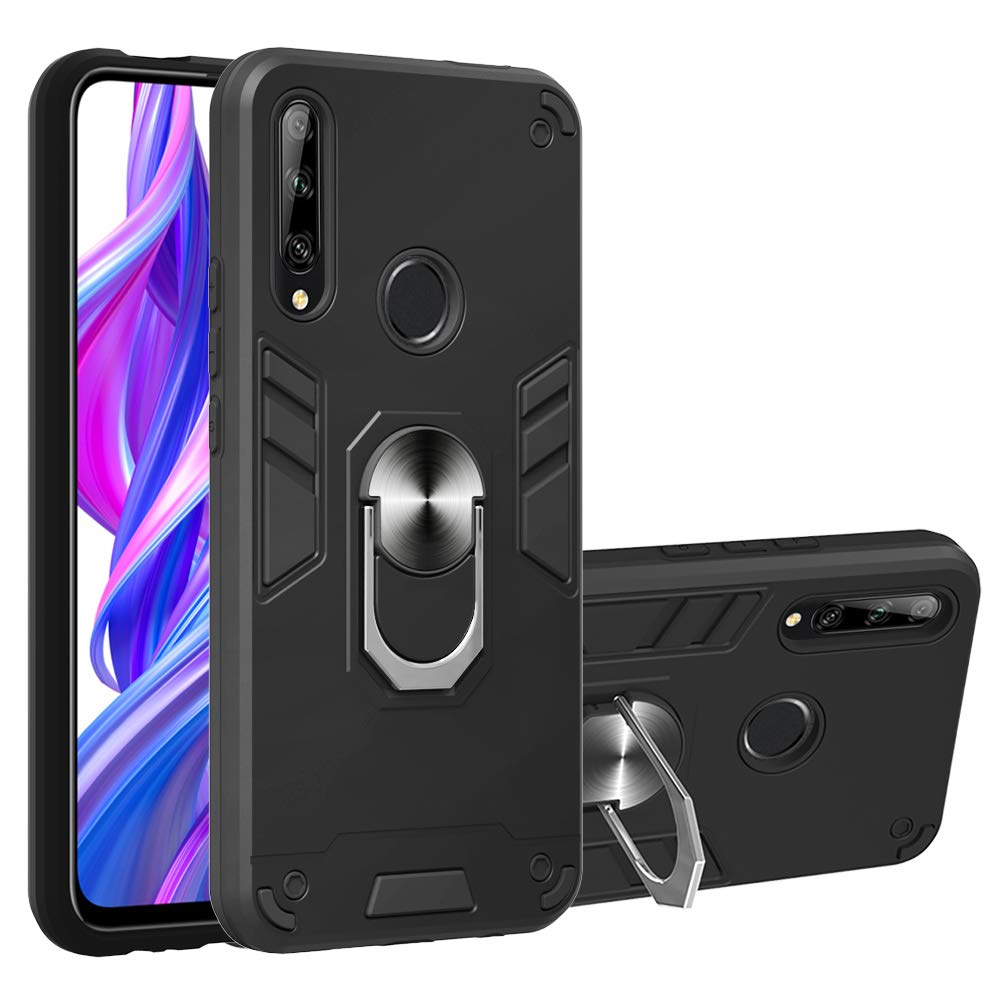 Oihxse Compatible with Huawei P20 Lite/Nova 3e Case with 360° Roating Ring  Holder PC Hard Back+TPU Silicone Frame Stylish Armor Design Shockproof