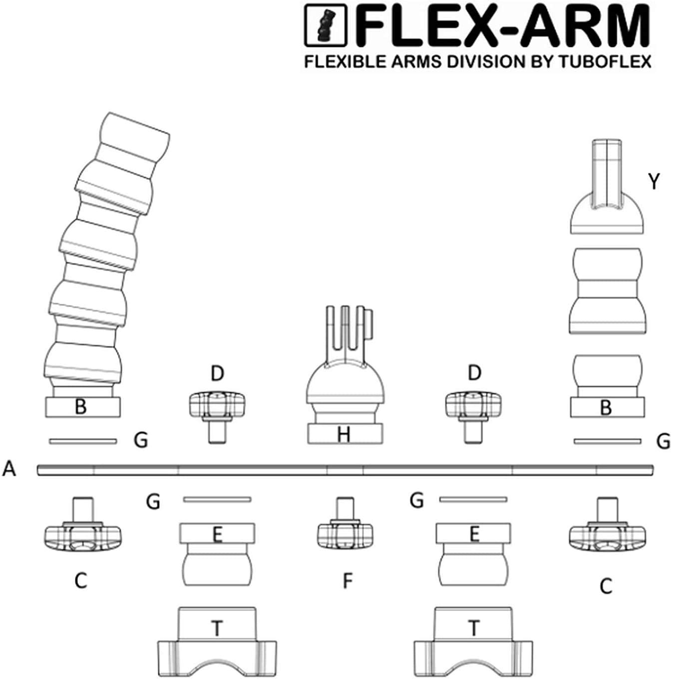 Staffa Subacquea Doppia Per Action Cam - Supporto GoPro, DJI, Apeman Con Sfere 25mm - FLEX-ARM ST20119 - Foto 7