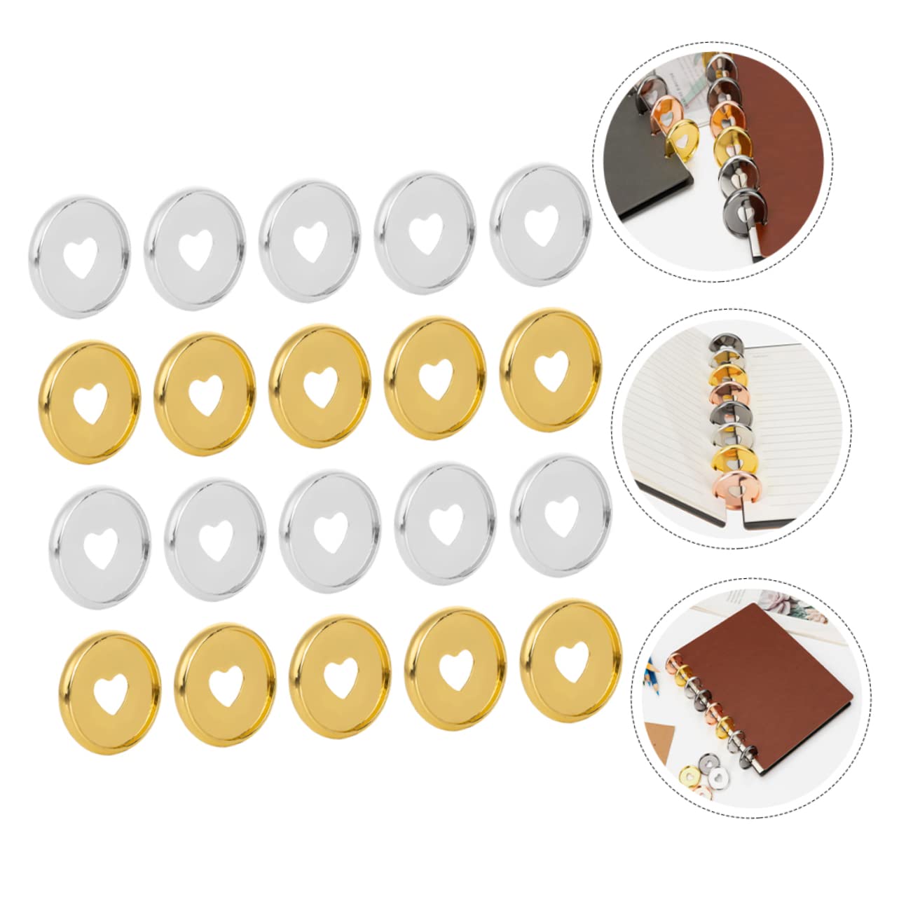 TEHAUX 100pièces Disques De Liaison Plastique Forme De Cœur Accessoires De Reliure pour Albums Et Planificateurs Solides Et Pratiques pour Vos Projets De Bricolage