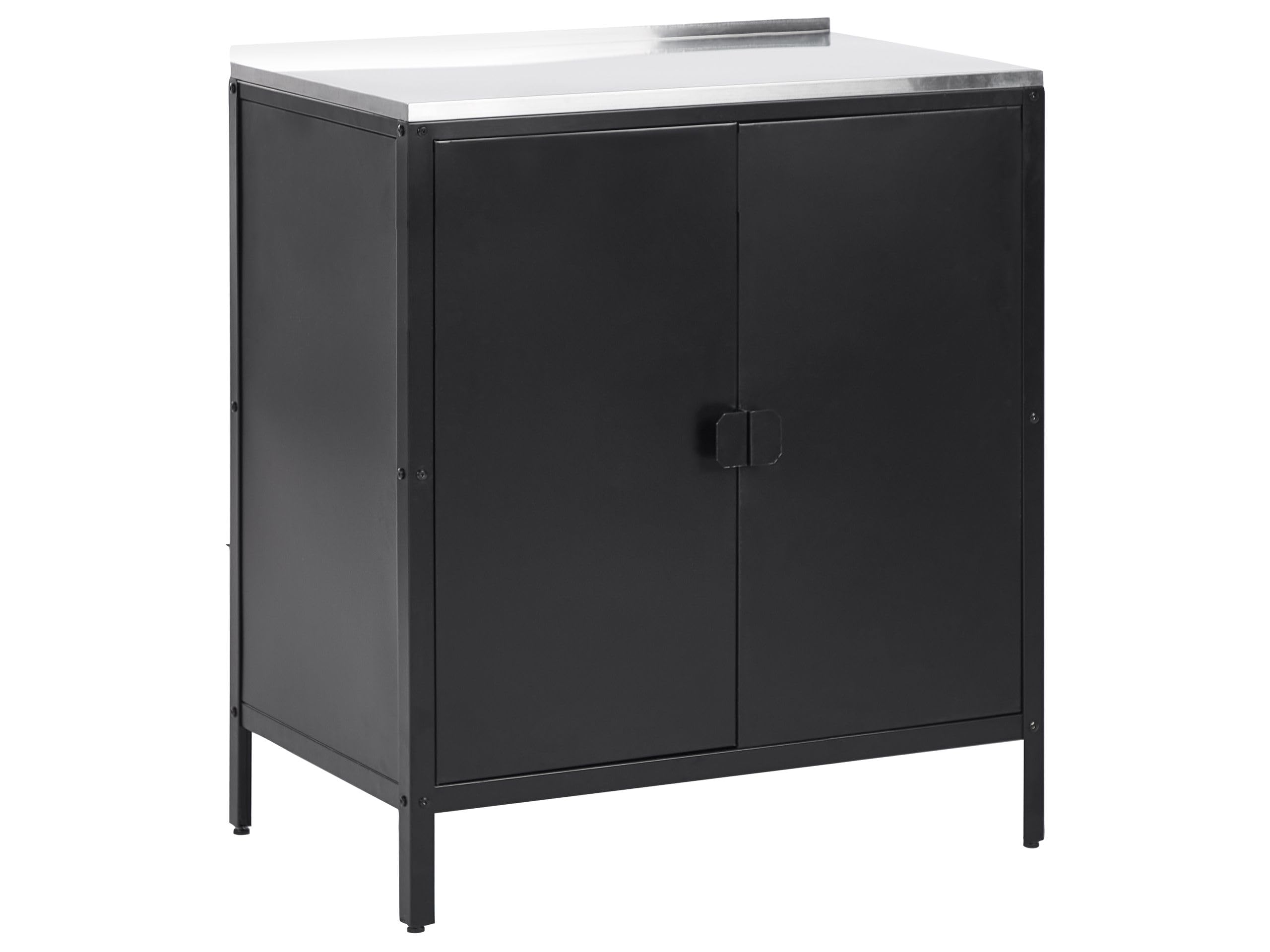 Beliani Armario de Metal Negro Plateado 90 cm Acero Inoxidable 2 Puertas Cocina Exterior Vilama
