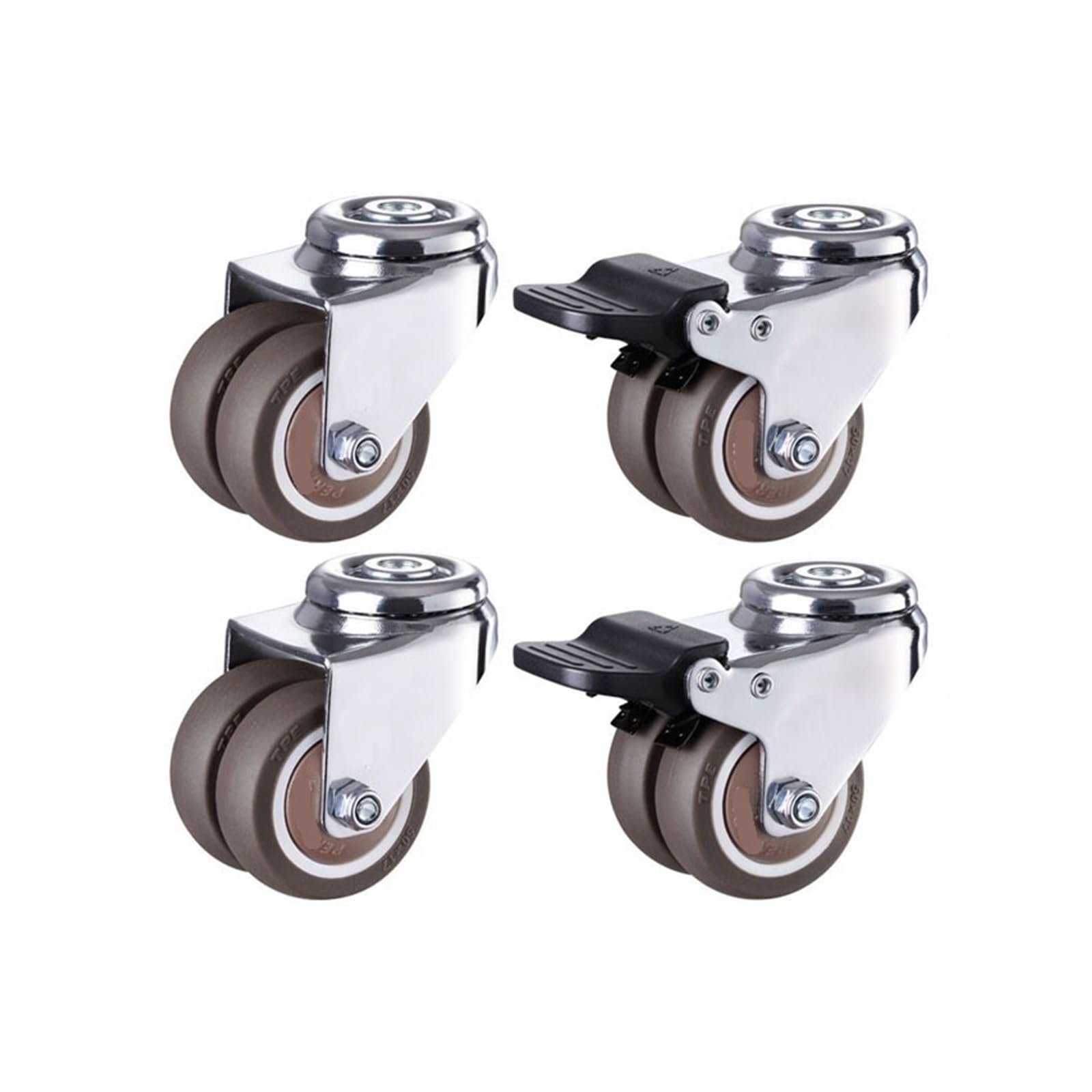 Roulettes pivotantes pour meubles et machines industrielles de 5 cm avec trou de 8,2 mm