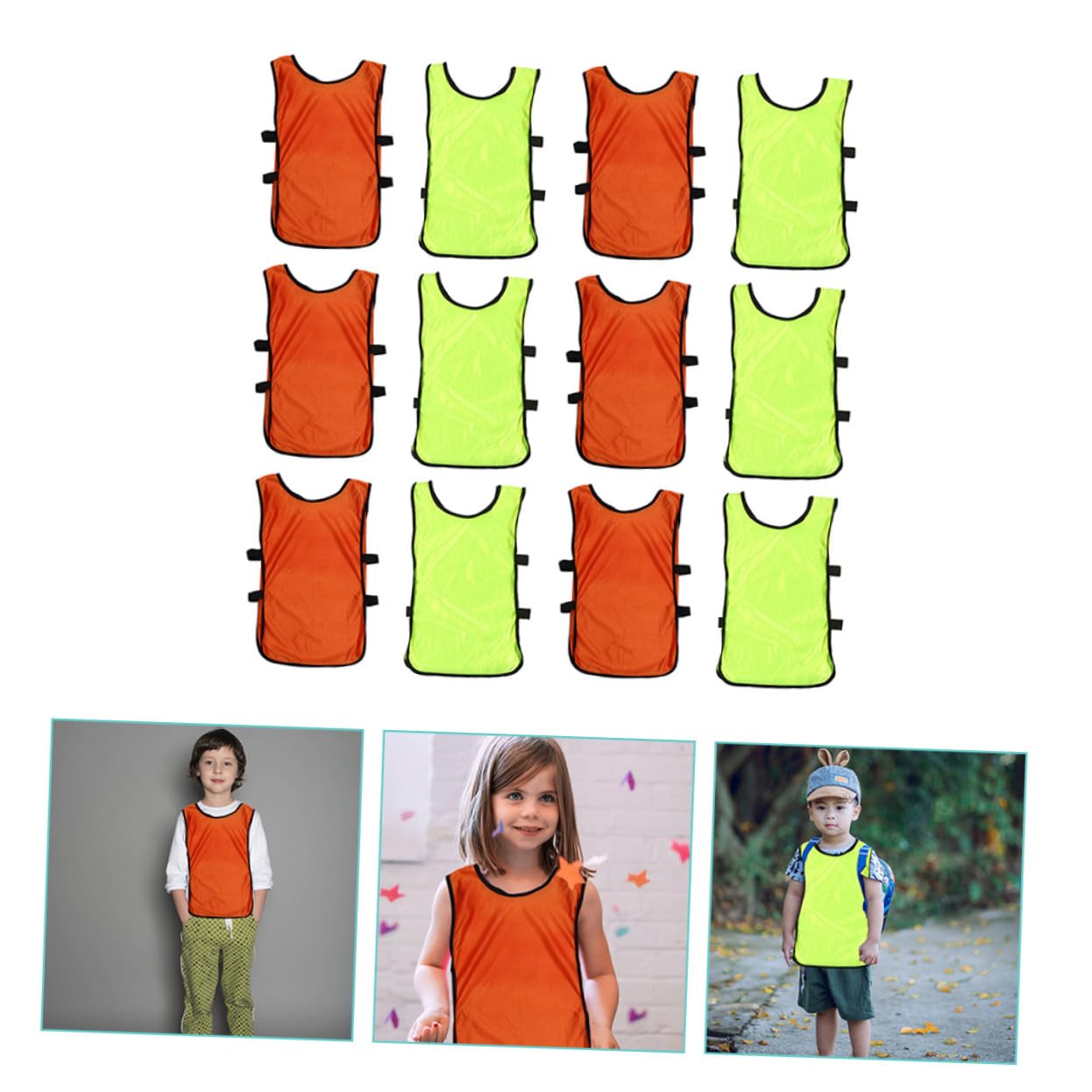 Lot de 12 Dossards D'entraînement Multifonctions en Polyester Respirant, Gilets De Sport Légers avec Côtés Ouverts, pour Garçon Et Filles, pour Basketball, Football Et Activités en Extérieur