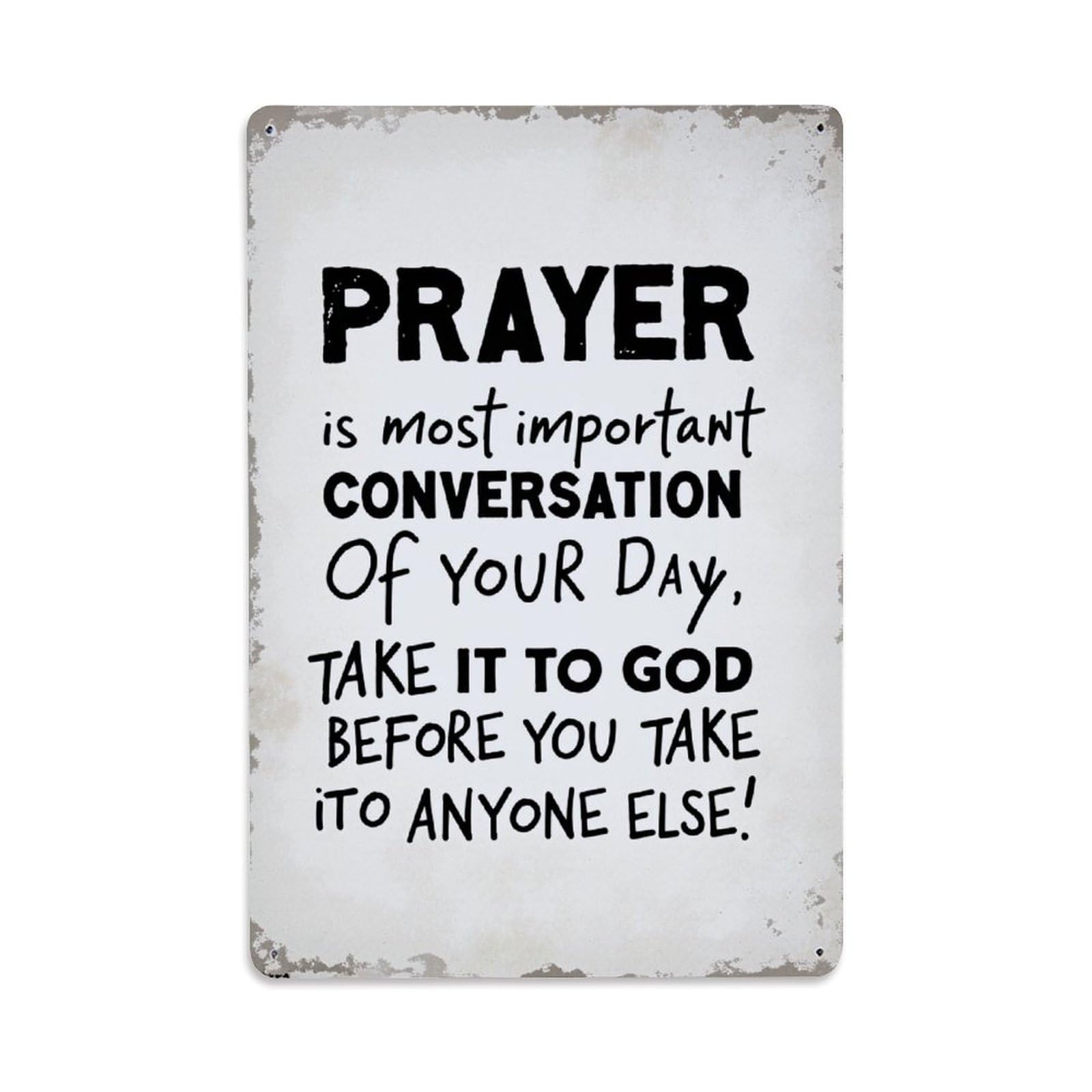 Enderetf Vintage Prayer Is Most Important Conversation Tin Sign Metal Poster, Home Bar Garage Man Cave Cafe Indoor & Outdoor Wall Decoration 8X12inches