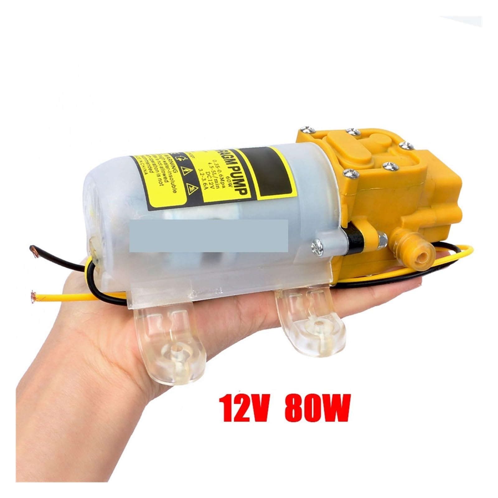 12V Mini Pompa Membranowa Myjnia Samochodowa Wysokociśnieniowa Mikro Refluksowa Rolnictwo Elektryczny Spray Mała Wodna Płynna Praca Stały Przepływ Niezawodność(Yellow 80w 12V)