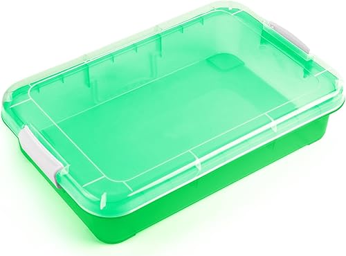 Bandeja de juego sensorial portátil de 15 pulgadas con tapa, relleno de agua, arena, cuentas y más (verde)