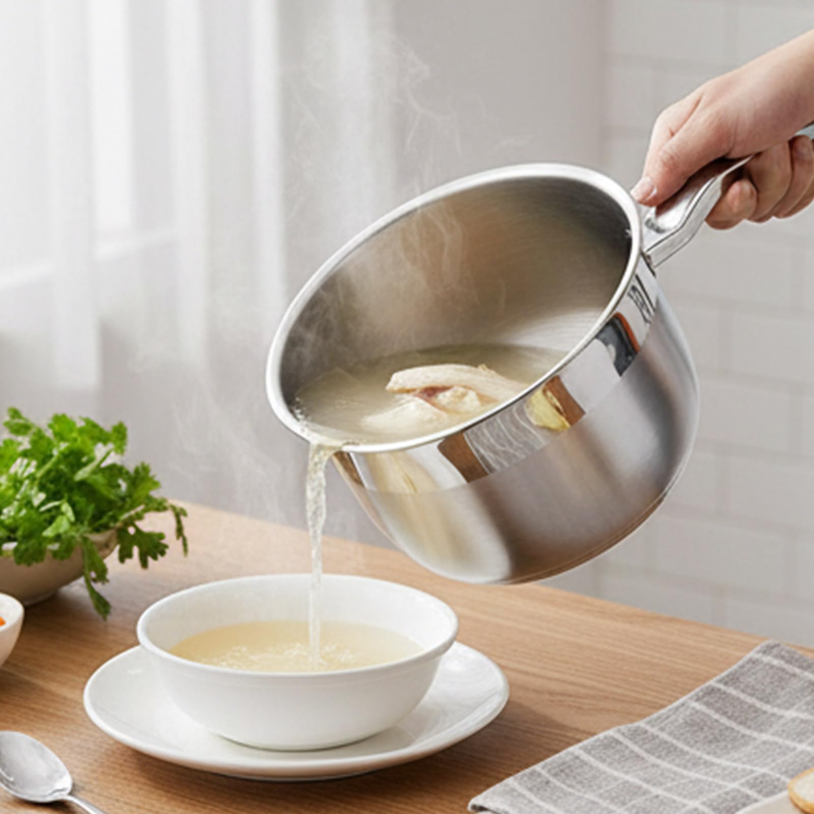 Juego de vaporera de acero inoxidable con tapa transparente, ollas de vapor aptas para horno, utensilios de cocina para hornear verduras al vapor utensilios de cocina