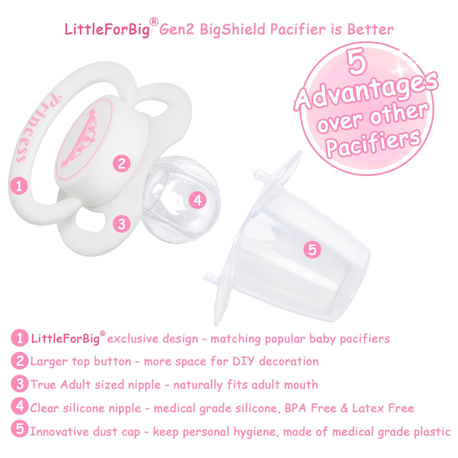 LittleForBig Bigshield Gen-II Large Pacifier in Black - Adult Sized