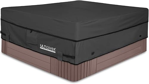 Ultcover Cubierta cuadrada de poliéster 600D, impermeable, para bañera de hidromasaje de exterior, 85 x 85 pulgadas, negra