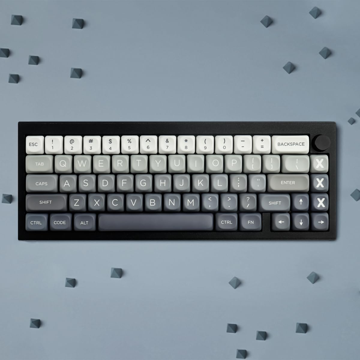 Copritasti in PBT 146 tasti Double Shot Profilo MOA Keycaps Bianco-Grigio Gradiente Sublimazione Keycap Tappi chiave personalizzati per switch Cherry MX Layout Tastiere meccaniche layout ANSI