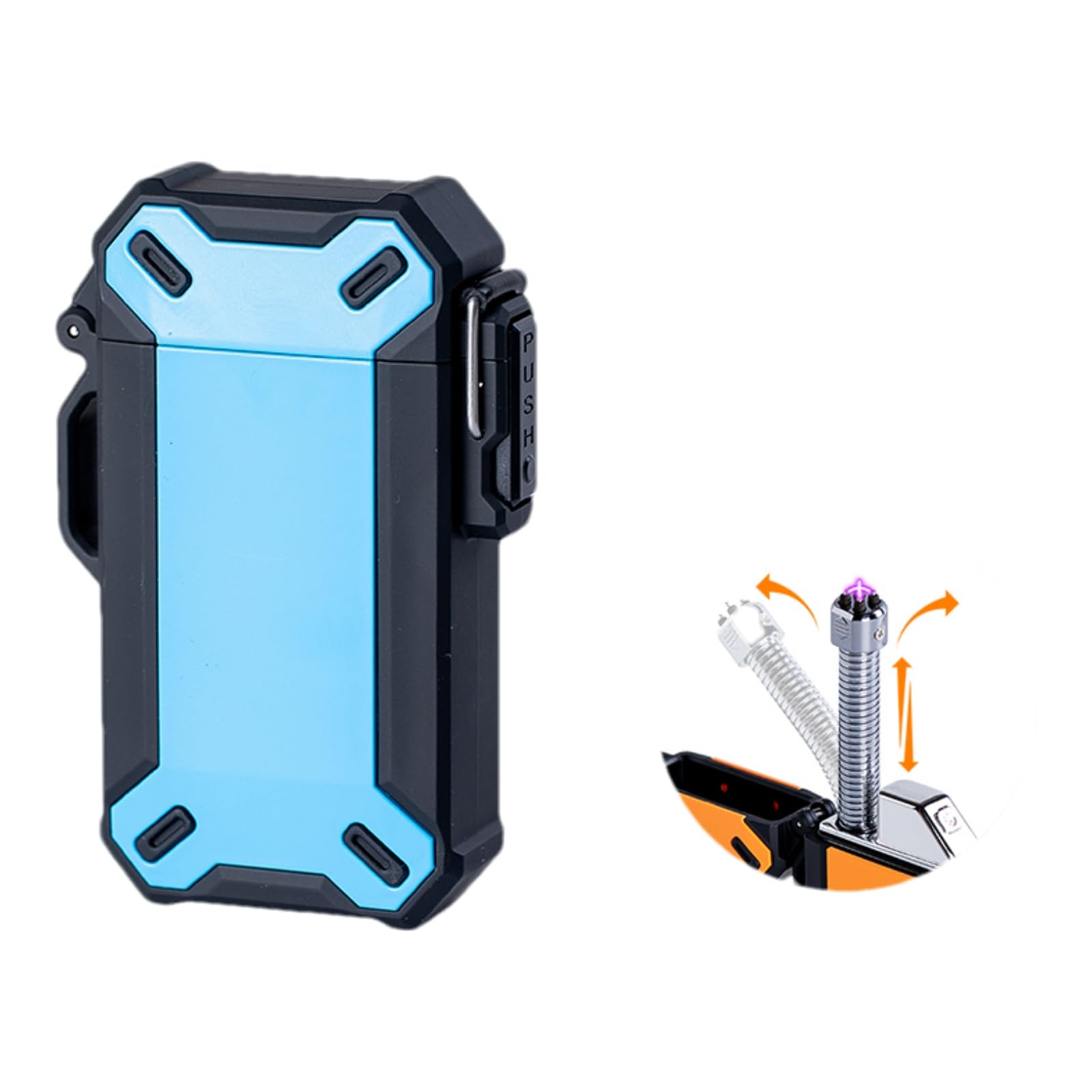 Electric Lighter Flexible Waterproof Windproof Pulse Arc Lighers USB Rechargeable for Candle Kitchen Outdoor Fireplace Camping(Blue)