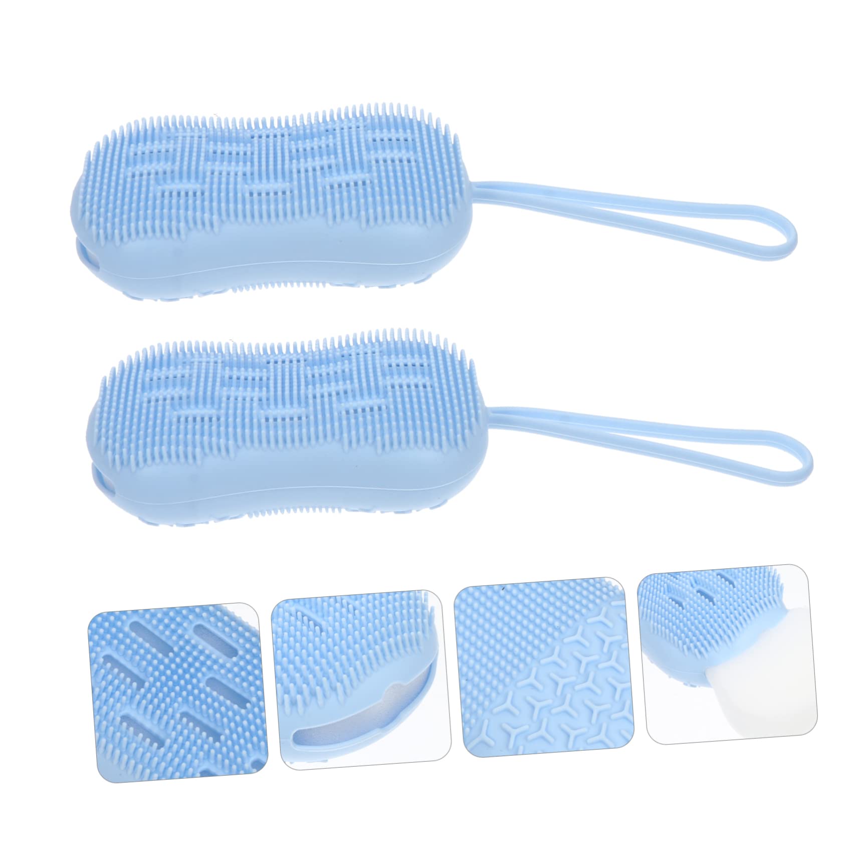 Healvian 4piezas Esponja De Baño Multifuncional Cepillo De Limpieza y Masaje Para Cuerpo Herramienta De Ducha Cuerda Para Colgar Para Uso Diariamente Espacios Reducidos
