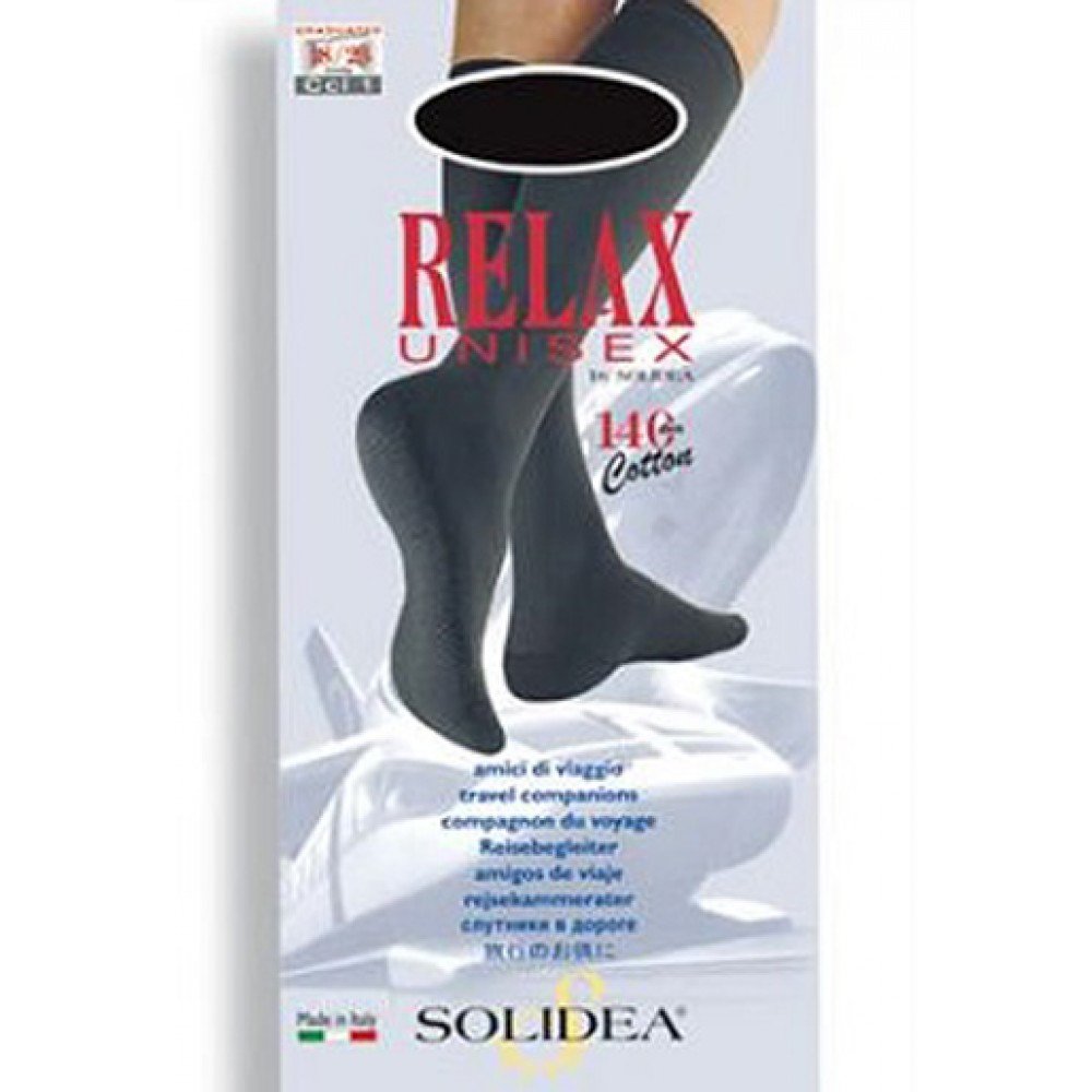 Solidea Gambaletti Unisex 140 Den Nero Comprente Relax Unisex 140 Cotone Calze A Compressione Graduata 18/23 Mmhg Art. 0225A4 Tg. M-image