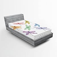 Vista 51 de Ambesonne Sábana bajera tropical, hojas de palmera diversificadas con filodendro de hojas divididas, funda de cama con bolsillo profundo elástico