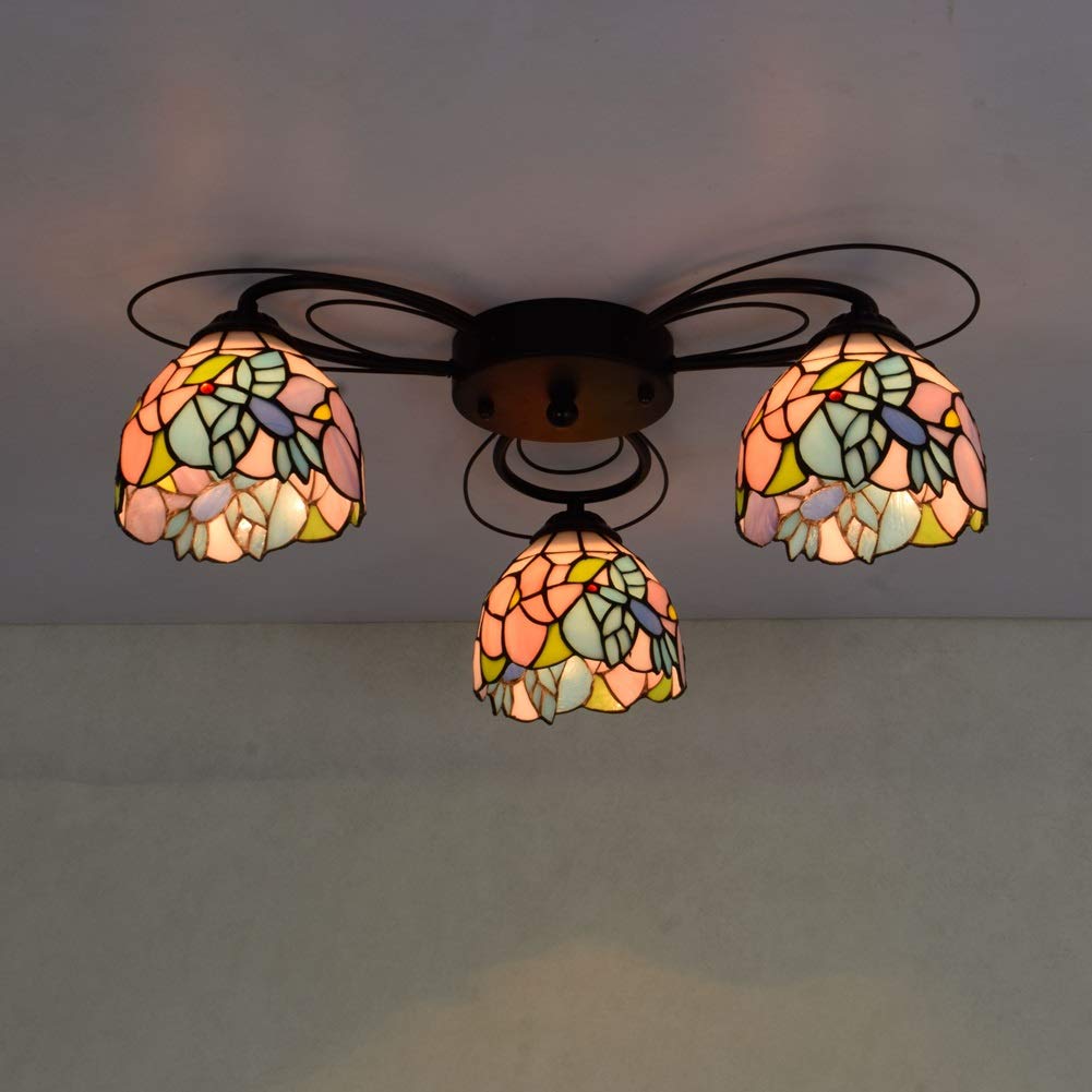 Żyrandol Tiffany 3 Multi Head lampa sufitowa jadalnia salon sypialnia lampa sufitowa wzór kolibra witraż światło
