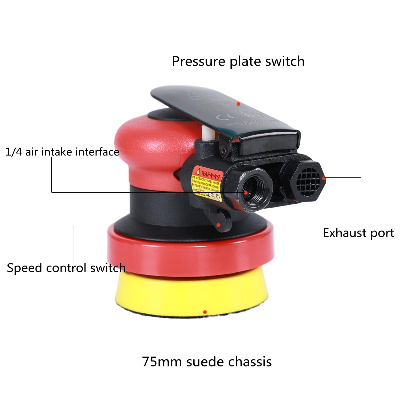 Levigatrice Compatta da 75mm (3"), Lucidatrice Professionale 12.000 Giri/min per Carrozzeria e Lucidatura Fari, Mini Levigatrice DA per Piccoli Progetti e Rifiniture di Precisione