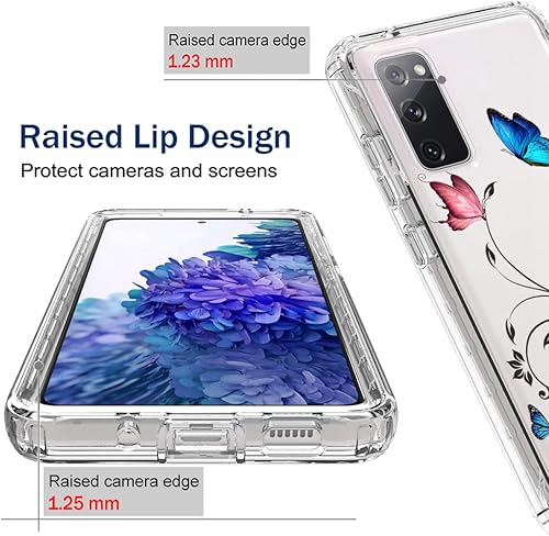 Miniatura 2 de Funda para Galaxy S20 FE 5G, SM-G781U con protector de pantalla de vidrio templado, diseño floral de cuerpo completo, carcasa rígida + funda de TPU