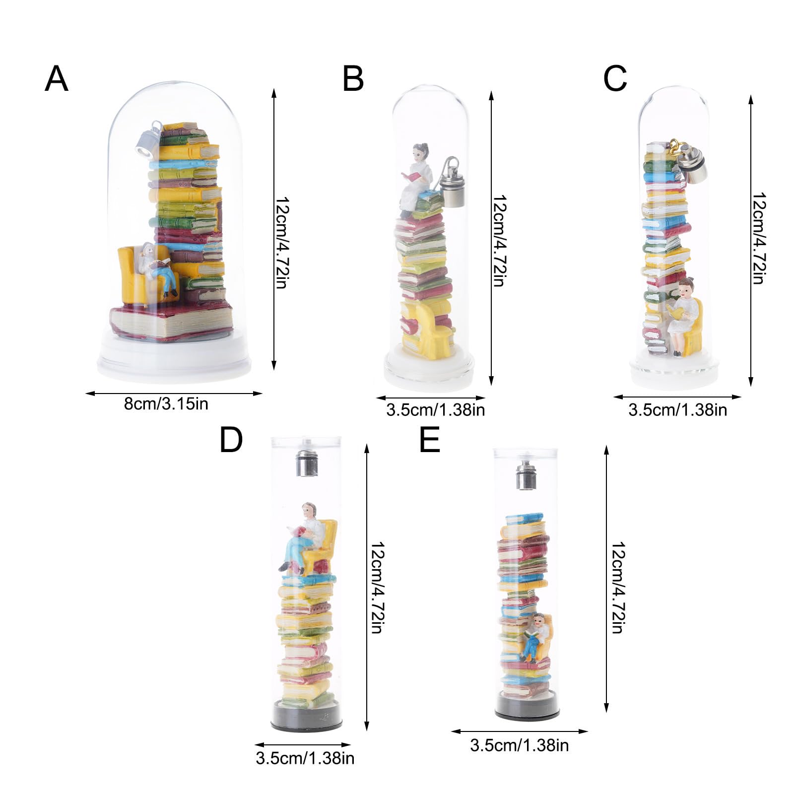 Przenośna lampka nocna o tematyce do czytania z miniaturowymi książkami statuetka czytnika żywicy lampa LED idealna do przedszkola gabinetu tuba książka kochanka lampka nocna