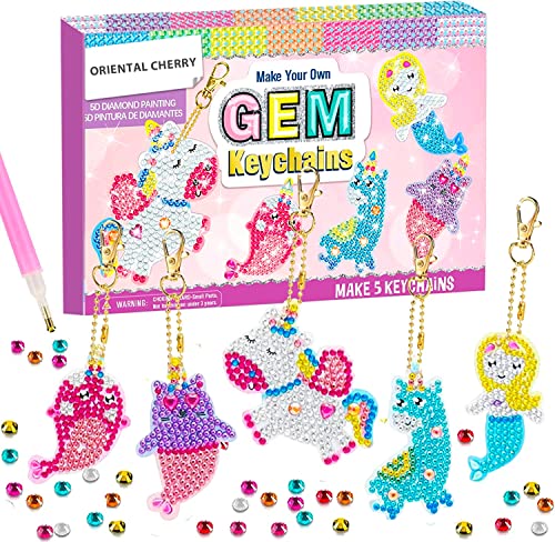 ORIENTAL CHERRY Arts and Crafts for Kids Ages 8-12, Make Your Own GEM Keychains