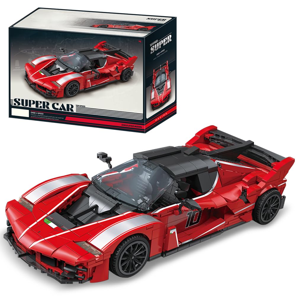 DUANT Red Supercar Building Block Toy, 1047 Pieces MOC Car, Adult Display and Collection Racing Car, Sports Car Gift Toy