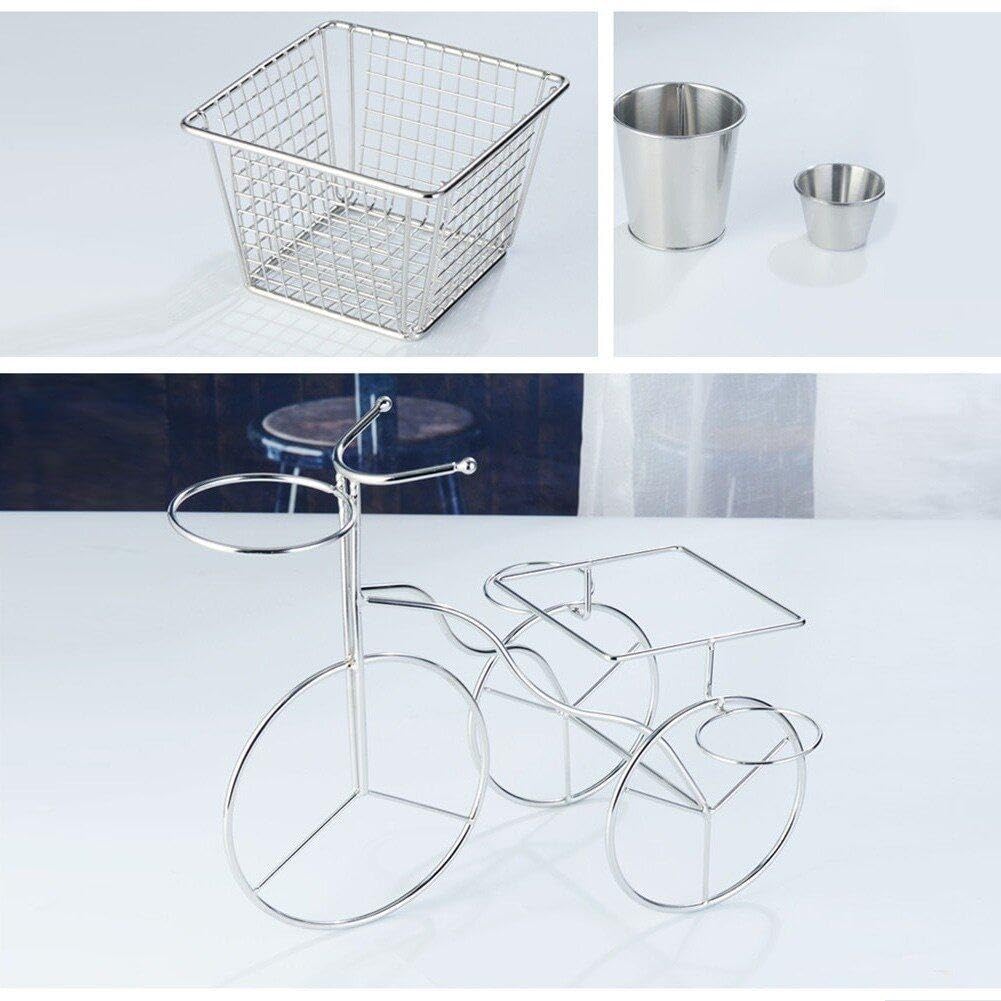 1set Patatine Fritte Stand Chip Mini Fry Cestini Patatine Fritte Cestino Ristorante Stoviglie Snack Striscia di Patate Cestino per Snack in Acciaio Inox