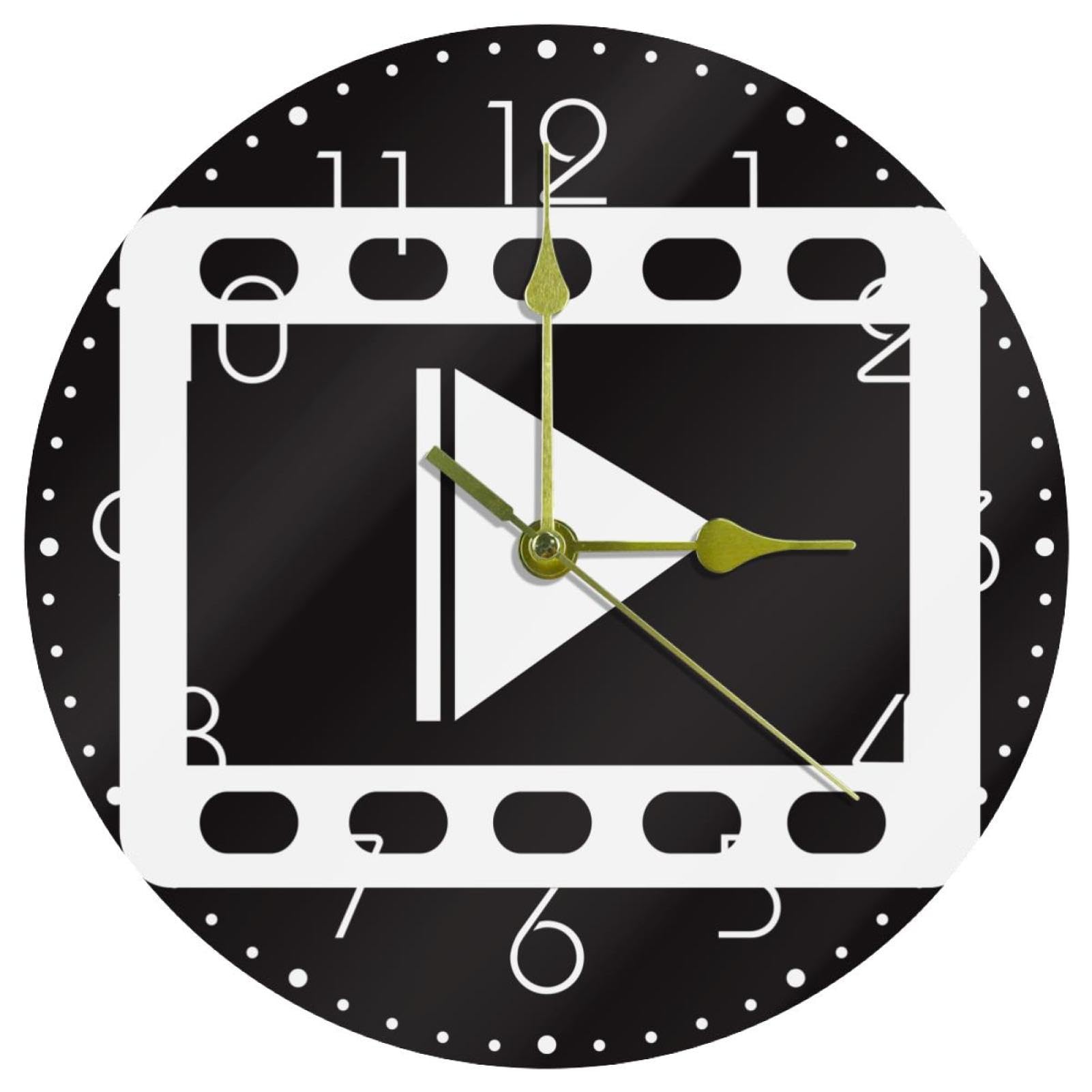 Horloge murale acrylique design icône vidéo ronde et élégante pour une décoration haut de gamme