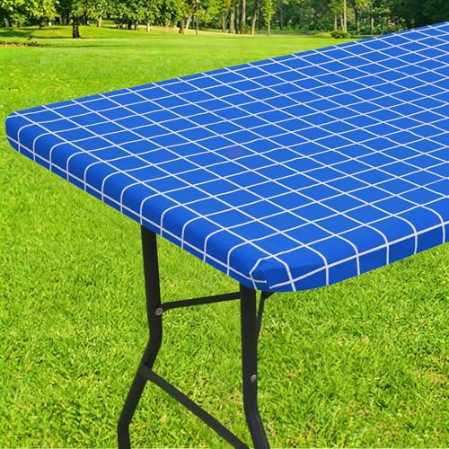 Smiry 6 Foot Picnic Table Cloth, Flannel Backed Fitted Vinyl tablecloths