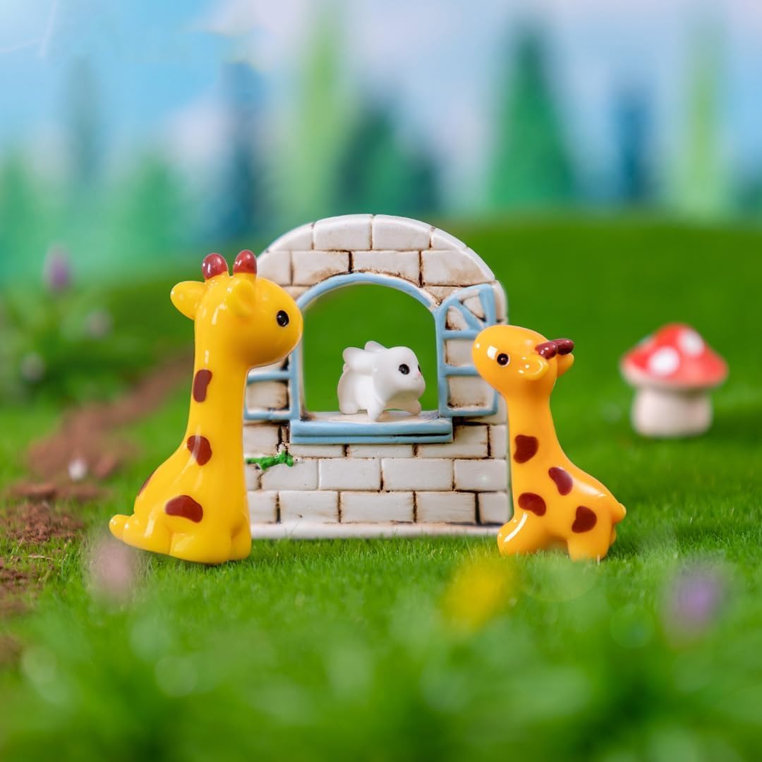 4Pcs Mini Giraffe Figurines - Cute Resin Animal Decor, Fairy Garden Crafts, Dollhouse Miniatures, Zoo Landscape Ornaments, Home Desk Decor, Gift for Animal Lovers - Image 3