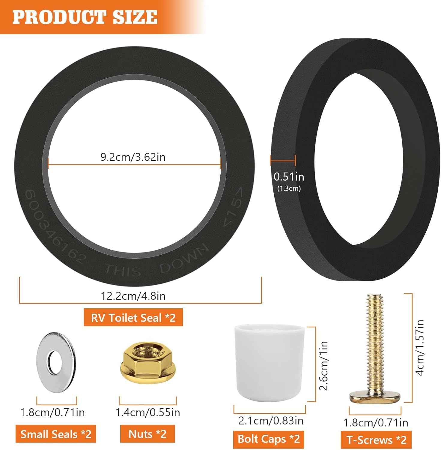 YAOAWE 2-Pack 385311641 Water Valve Kit, 385311652 RV Toilet Seal, for Dometic 300/310/ 320 Toilet, with 2 PCS Toilet Flush Ball Seal, Effortless Pedal Flush Installation Kit