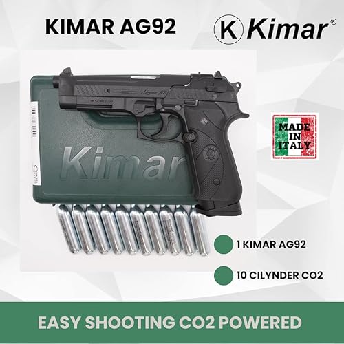 Miniatura 7 de KIMAR AG92 - Pistola de aire BB alimentada por CO2, estilo Beretta .177 pistola de aire con capacidad 14 redondas, doble CO2, paquete de pistola
