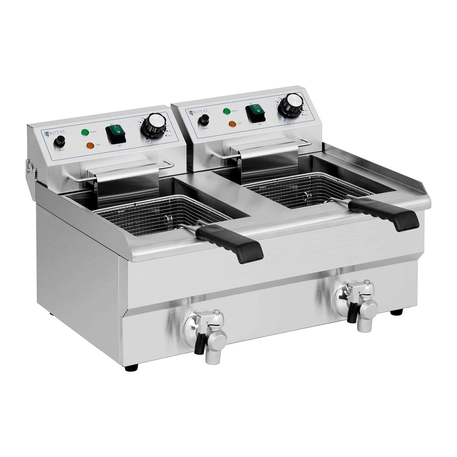 Royal Catering RCPSF 18ETH Friggitrice Elettrica Professionale Pro Due Doppio Vassoio Zone Fredde In Inox 2 X 9 L Monofase 230 V