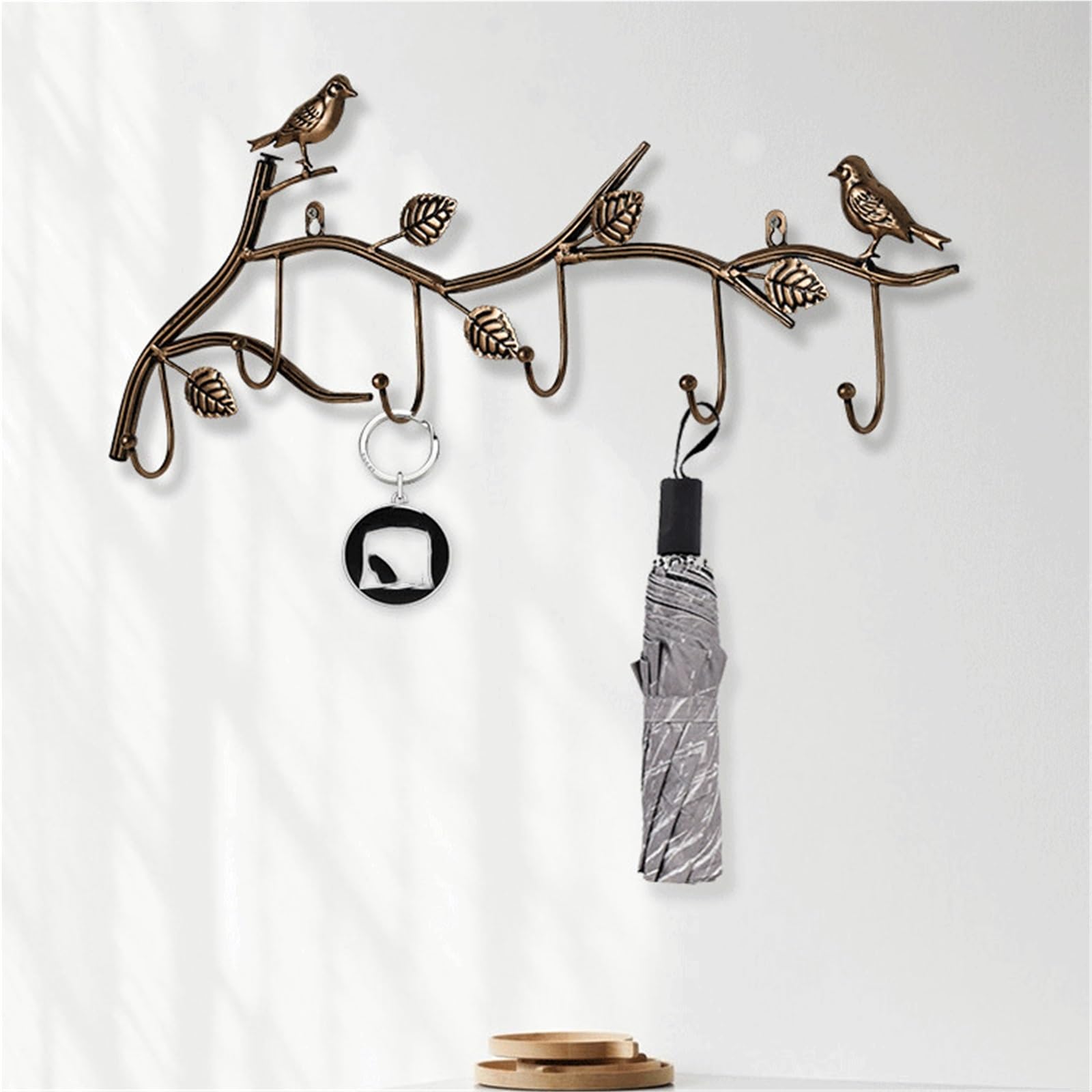 Crochet Mural Portemanteau Mural Avec Feuilles Et Oiseaux(Brass,Moyen)