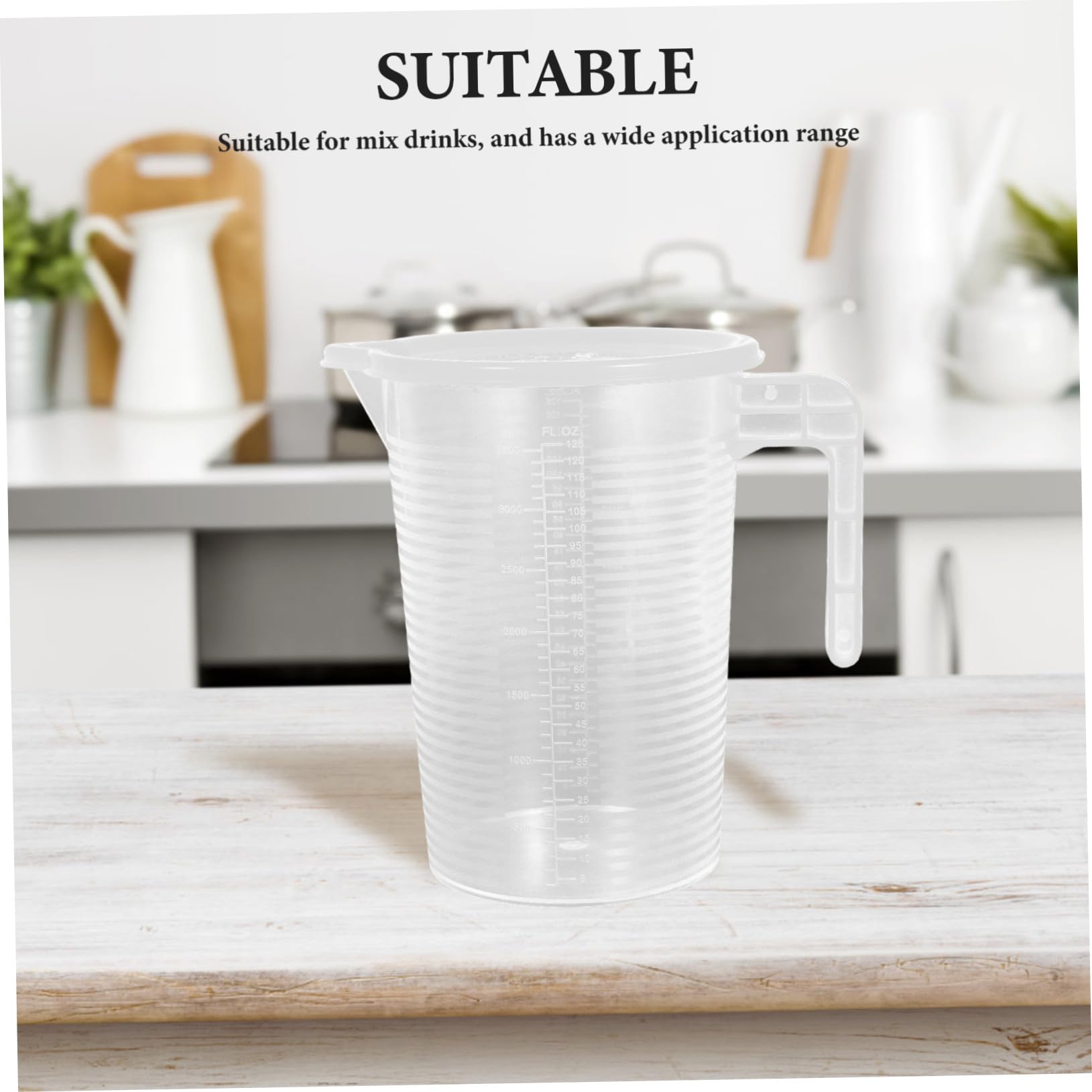 Amosfun 2pezzi Caraffa Graduata Plastica Trasparente con Coperchio Misurino per Liquidi con Scala Precisa per Cucina e Preparazione di Bevande