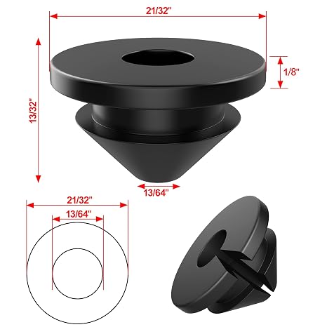 BLIKA 50 Pack Cable Railing Rubber Grommets for 1/8 5/32 3/16 Cables for Metal Cable Railing Posts, 1/8 Cable Railing Grommet, Cable Railing Protective Sleeves for Metal Posts, BL10-L