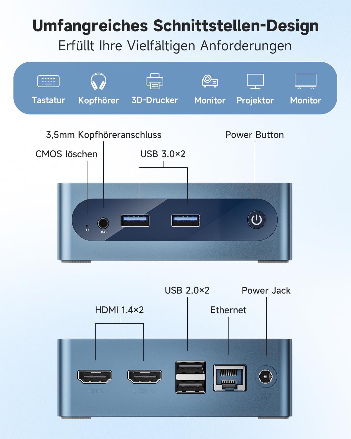 BMAX Mini PC Intel Celeron J3355 mit Win 11 Home, 6GB LPDDR3 + 128GB eMMC Mini Desktop Computer Micro PC Dual HDMI 4K@60 Hz RJ45 Gigabit Ethernet WiFi5 BT USB x4 für Business/Büro, Daily Use