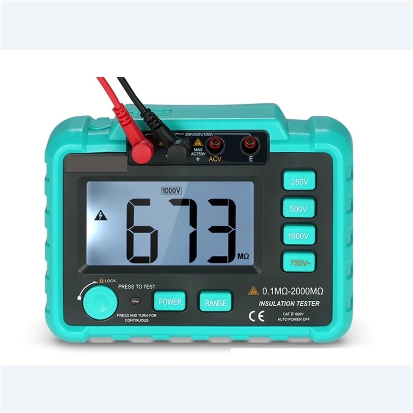Miernik rezystancji, VC60B + Tester izolacji Tester rezystancji impedancji uziemienia DC250V/1000V Mediana megaomów Cyfrowy miernik rezystancji izolacji