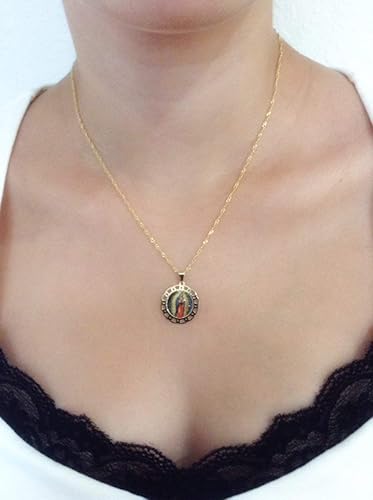 Miniatura 4 de SIFRIMANIA Mexican Patroness Virgin Mary Medal Spiral Chain for Kids and Women (19.5, Our Lady of Guadalupe)