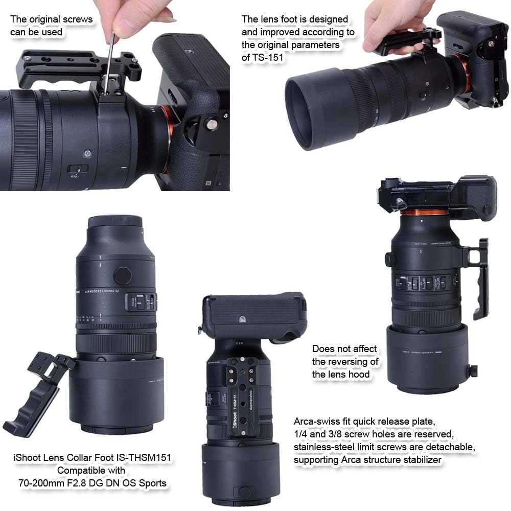 Amazon | CNC金属レンズサポート襟 スタンド、カメラリング式三脚座足