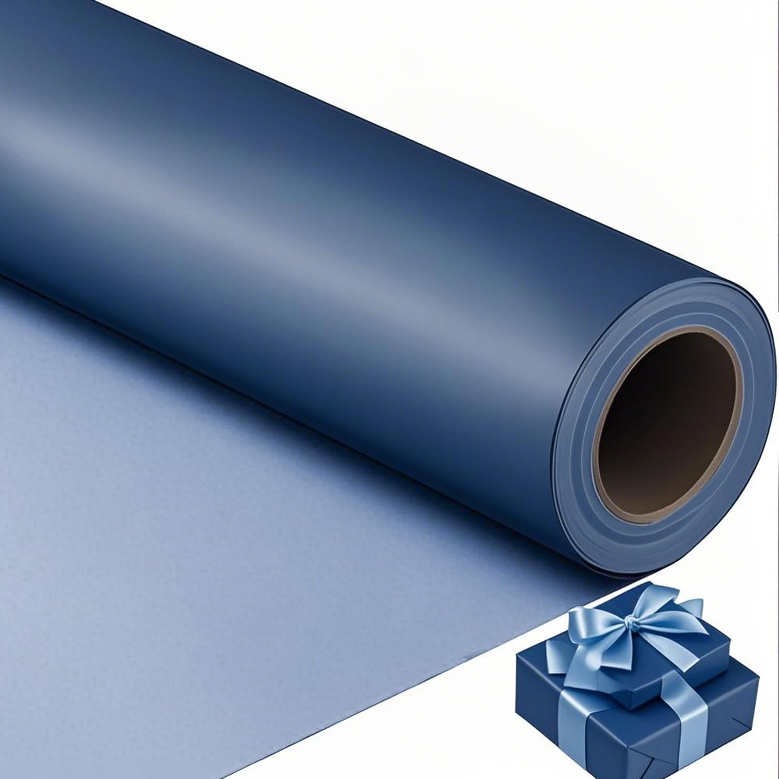HBell Blue Wrapping Paper Roll, 43cm x 10m Pearly-Lustre Gift Wrap Paper,Dual-Sided Wrapping Paper for Birthday,Wedding,Baby Shower,Christmas,Party,Valentine's Day