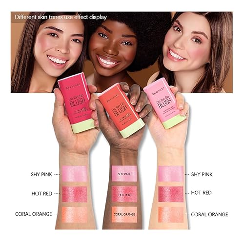 Multi-Use Makeup Cream Blush Stick,Waterproof Natural Nude Makeup,Tinted Solid Moisturizer Stick for Eyes Lips Cheek (1#Shy Pink)(1#Shy Pink,0.6 Fl Oz (Pack of 1))