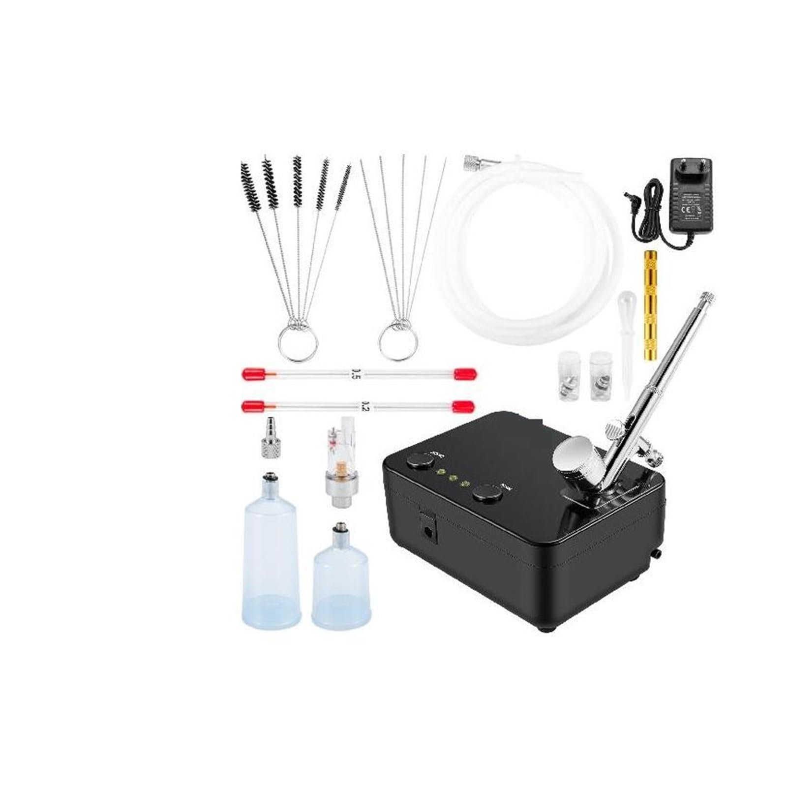 Dual-Action Airbrush Kit Multifunctional Airbrush System Compressor 0.3mm Spray Gun for Cake Painting Nail Makeup Model
