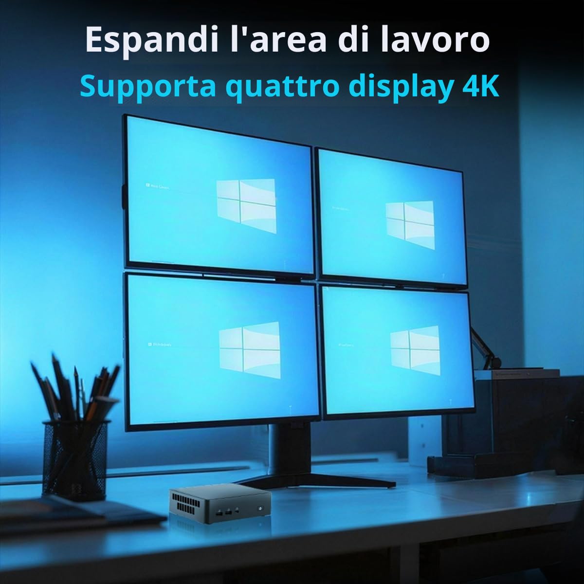 NUC 16 Pro Mini PC: Intel Core Ultra 5 325, Intel Arc Graphics, Dual M.2 PCIe SSD, Quad 4K, Dual 2.5G LAN, Wi-Fi 7, nero, per aziende e creazione di contenuti (Barebone System)