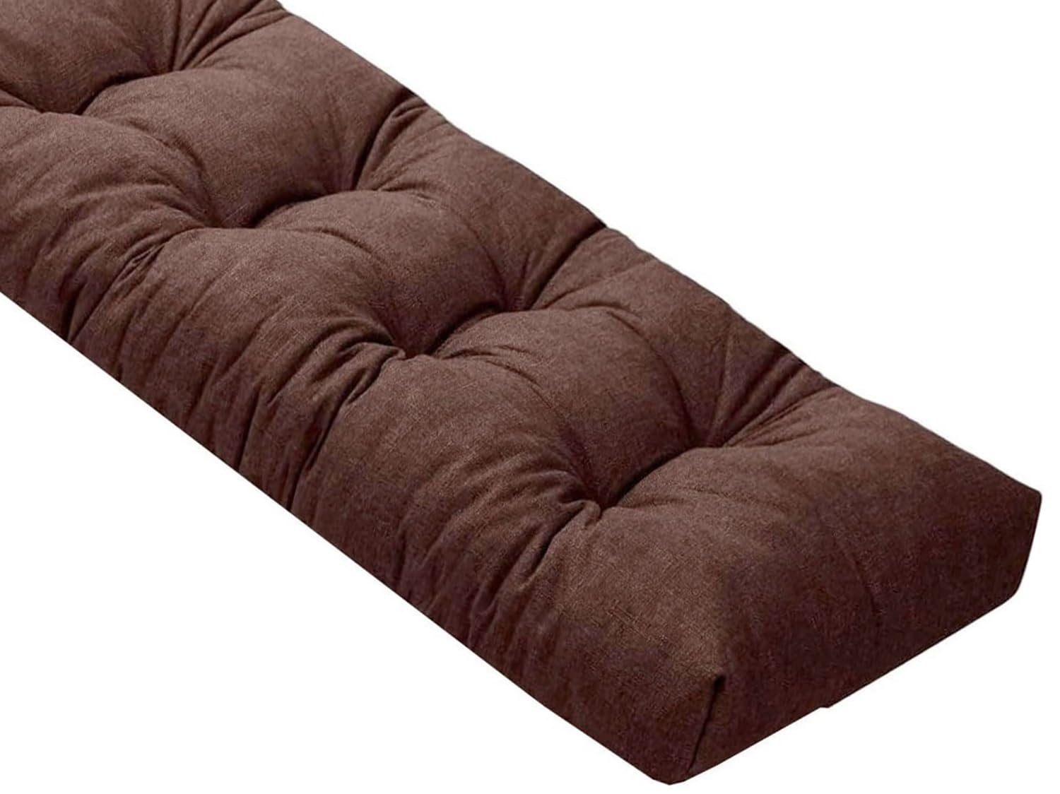 Coussin de banc en lin épais café foncé 190x45x8 cm assise rectangulaire