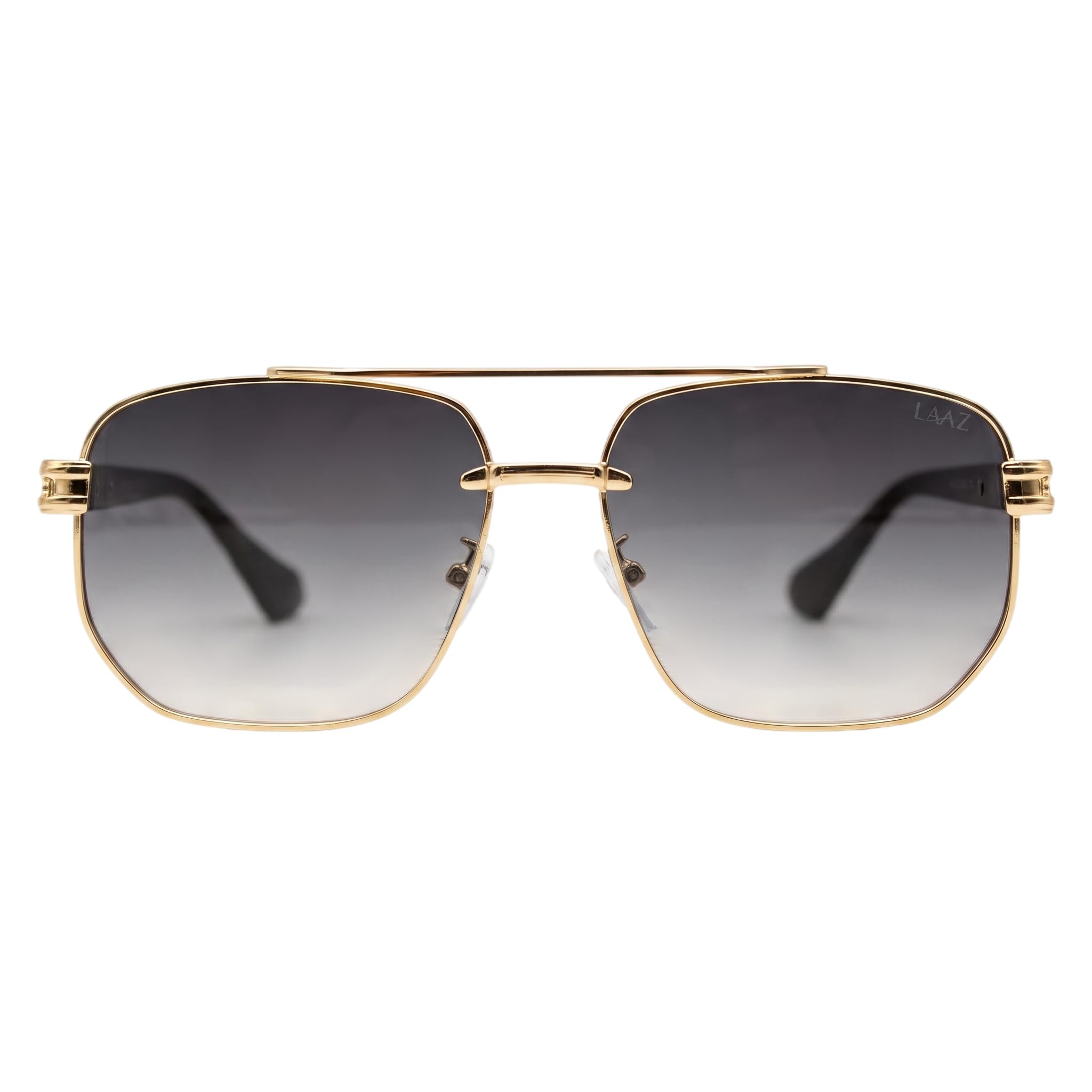 Metallic Flat Top Navigator Sunglasses with Dark Gray Gradient Lens-image-44