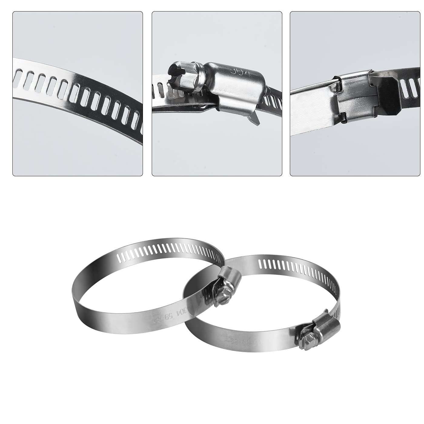 8 Pezzi fascette metalliche stringitubo fascette per condotti regolabili 59-82 mm per il fissaggio di tubi flessibili e tubi per pool, cavi, rubinetto domestico, tubazioni fissaggio