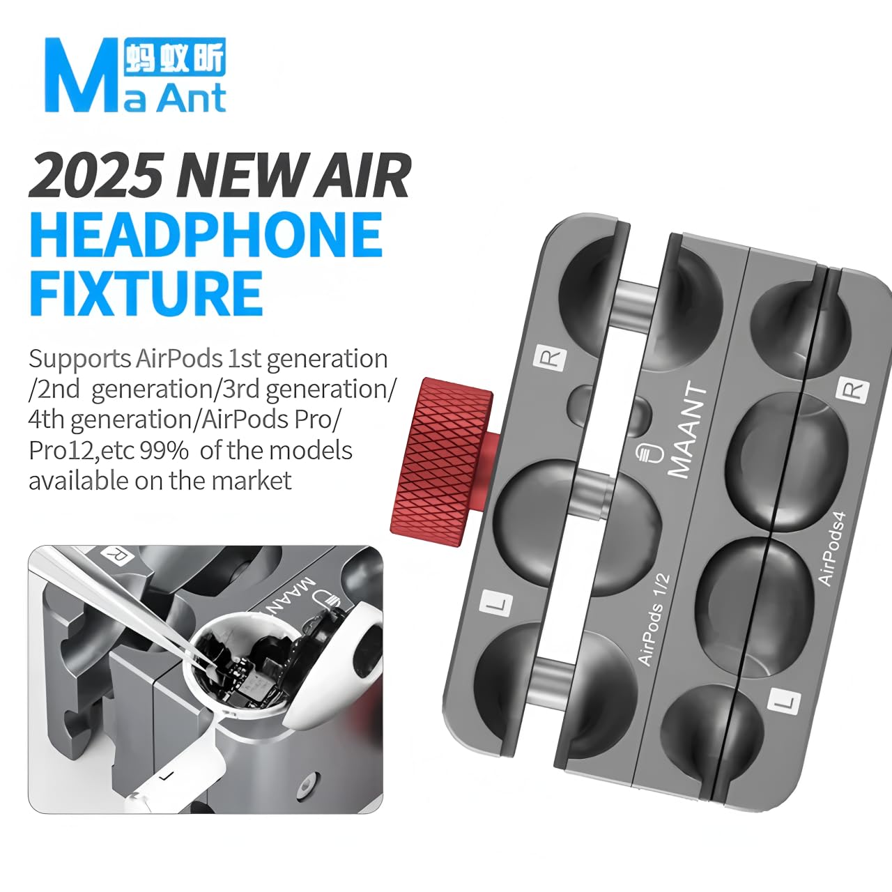 MaAnt P2 AIR Earphone Fixture for AirPods 1/2/3/4/Pro/Pro12 Earphone Chip Fixed Disassembly Battery Replacement Opening Fixture