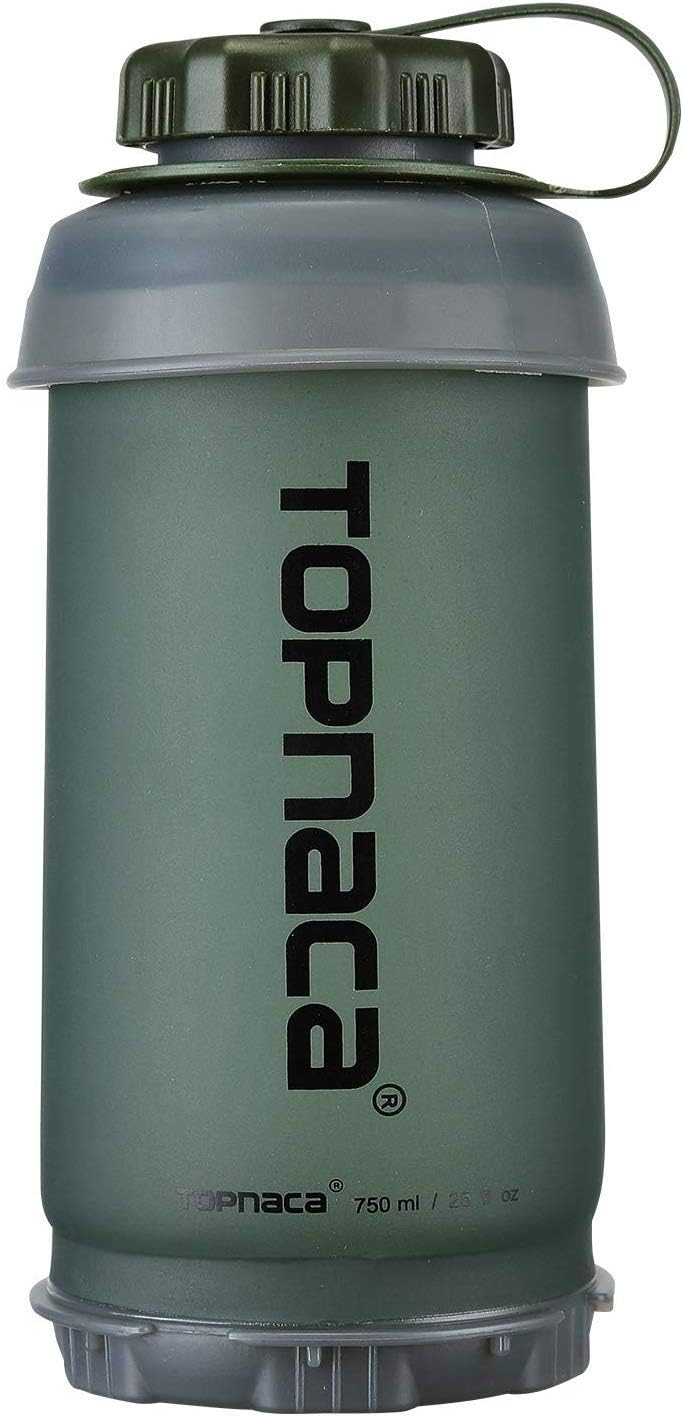 Topnaca Water Bottle, 750ml BPA Free Reusable Foldable FolCompact for Campinding Outdoor Activities （Green）