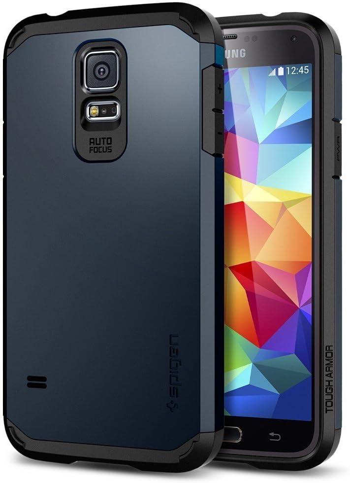 Tough Armor Case for Samsung Galaxy S5 Hybrid Shockproof Case Cover (Navy Blue)